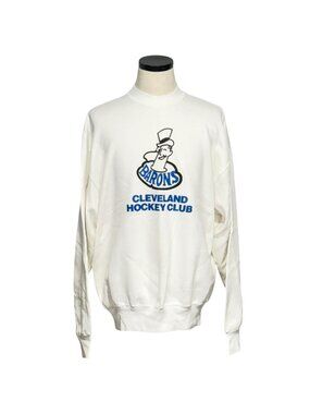 Cleveland Barons Hockey Club Sweatshirt XL White 90s Vintage Crewneck